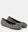 Tory Burch Minnie Travel Embellished Ballet Flats In Silver