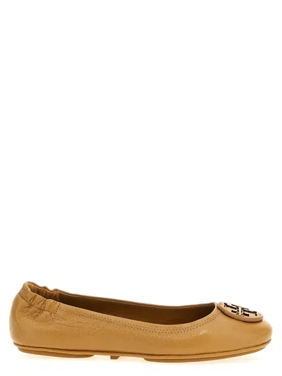 Tory Burch Minnie Travel Flat Shoes In Beige