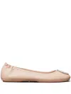 Tory Burch Minnie Pavé Leather Ballerina Shoes In Pink