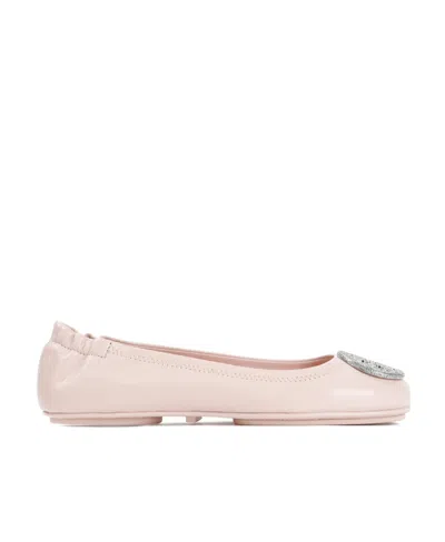 Tory Burch Minnie Travel Leather Ballerina Shoes In Pink