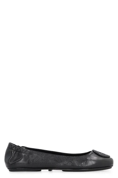 TORY BURCH TORY BURCH MINNIE TRAVEL LEATHER BALLET FLATS