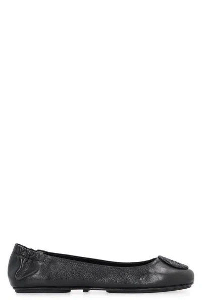 TORY BURCH TORY BURCH MINNIE TRAVEL LEATHER BALLET FLATS