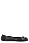 Tory Burch Minnie Travel Leather Ballet Flats In Black