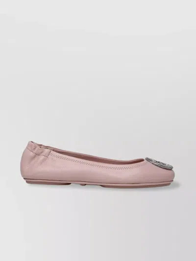 Tory Burch 'minnie Travel' Leather Ballet Flats In Pink