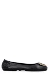 Tory Burch Minnie Travel Ballet With Metal Logo In Black