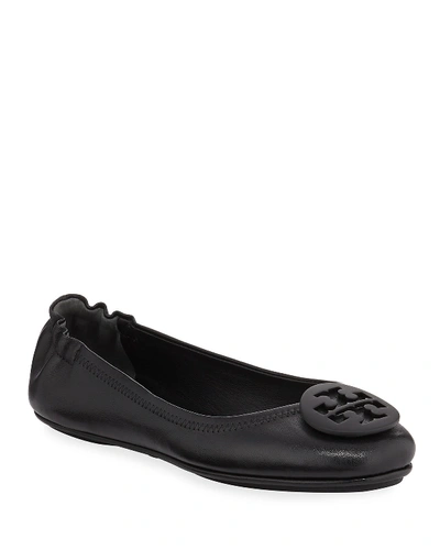 Tory Burch Minnie Leather Ballet Flats In Negro