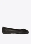 Tory Burch Logo-plaque Leather Ballerina Pumps In Black