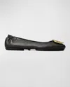 Tory Burch Claire Leather Ballet Flats In Black/gold