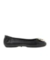 Tory Burch Logo-plaque Leather Ballet Flats In Black