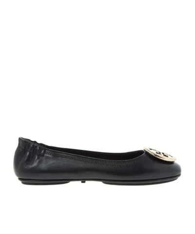 Tory Burch Leather Ballerinas With Metal Logo On The Front In Multi