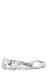 Tory Burch Gap-toe Metallic Leather Ballet Flats In Silver