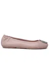 TORY BURCH TORY BURCH 'MINNIE TRAVEL' PINK LEATHER BALLET FLATS