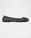 Tory Burch Silver Silver Minnie Tweed Ballet Flats In Silver Confetti  Gunmetal