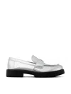 Tory Burch Mirrored Metallic Classic Logo Lug Loafers In White