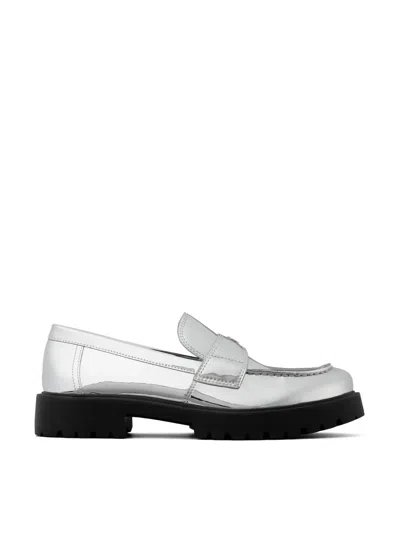 Tory Burch Mirrored Metallic Classic Logo Lug Loafers In Animal Print