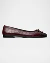 Tory Burch Claire Leather Ballerina Shoes In Deep Burgundy / Deep Burgundy