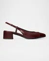 Tory Burch Slingback Cap Toe Pump In Deep Burgundy / Deep Burgundy