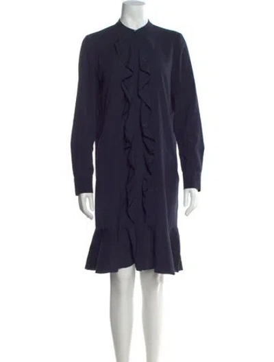 Pre-owned Tory Burch Mock Neck Knee-length Dress In Blue