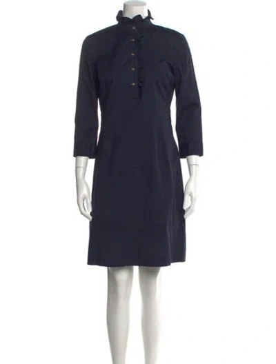 Pre-owned Tory Burch Mock Neck Knee-length Dress In Blue