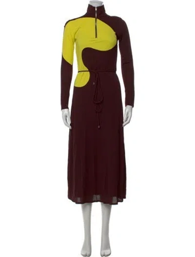 Pre-owned Tory Burch Mock Neck Long Dress W/ Tags In Burgundy