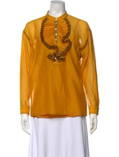 Pre-owned Tory Burch Mock Neck Long Sleeve Blouse In Multi
