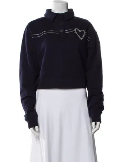 Pre-owned Tory Burch Mock Neck Long Sleeve Sweatshirt In Black