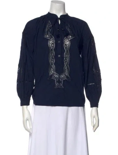 Pre-owned Tory Burch Mock Neck Long Sleeve Sweatshirt In Blue