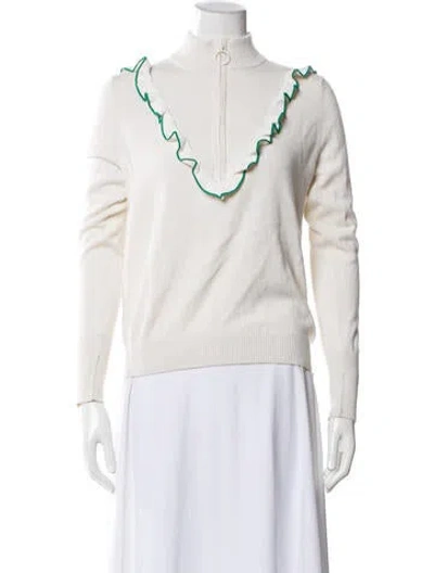 Pre-owned Tory Burch Mock Neck Long Sleeve Sweatshirt In Blue