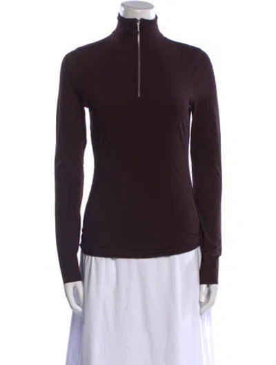 Pre-owned Tory Burch Mock Neck Long Sleeve Sweatshirt In Brown