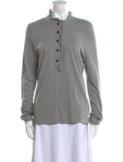 Pre-owned Tory Burch Mock Neck Long Sleeve Sweatshirt In Gray
