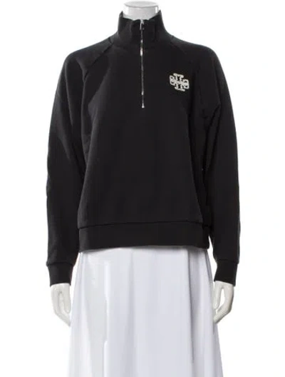 Pre-owned Tory Burch Mock Neck Long Sleeve Sweatshirt In Gray