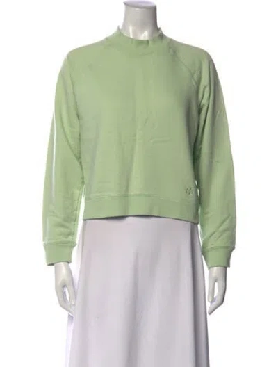 Pre-owned Tory Burch Mock Neck Long Sleeve Sweatshirt In Green