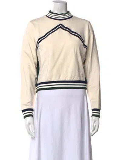 Pre-owned Tory Burch Mock Neck Long Sleeve Sweatshirt In Neutral