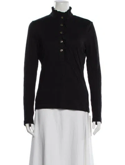 Pre-owned Tory Burch Mock Neck Long Sleeve Top In Black