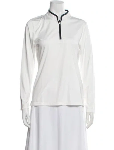 Pre-owned Tory Burch Mock Neck Long Sleeve Top In White