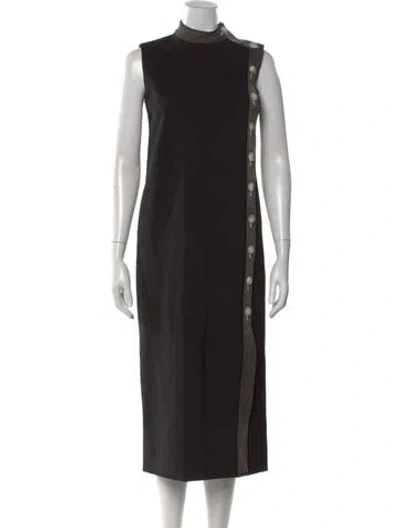 Pre-owned Tory Burch Mock Neck Midi Length Dress In Black
