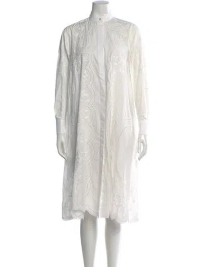 Pre-owned Tory Burch Mock Neck Midi Length Dress In White