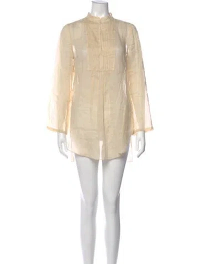 Pre-owned Tory Burch Mock Neck Mini Dress In Neutral