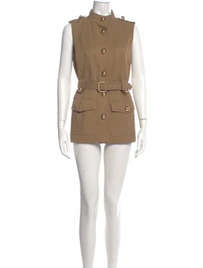 Pre-owned Tory Burch Mock Neck Mini Dress In Neutral