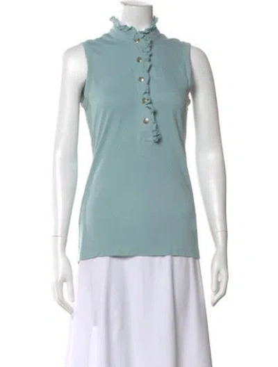 Pre-owned Tory Burch Mock Neck Sleeveless Top In Blue