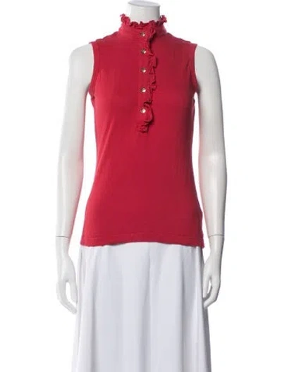 Pre-owned Tory Burch Mock Neck Sleeveless Top In Red