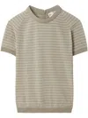 Tory Burch Striped Nylon Mockneck In Neutrals