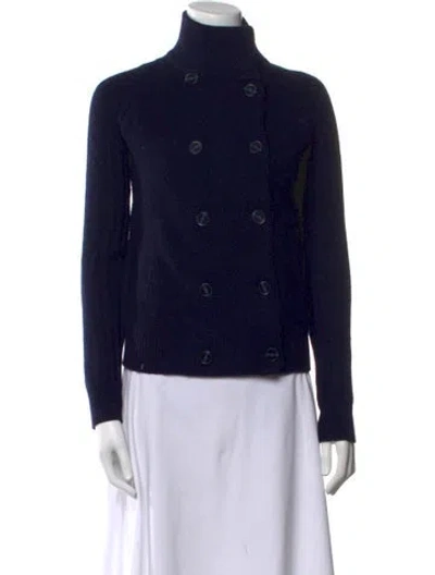 Pre-owned Tory Burch Mock Neck Sweater In Blue