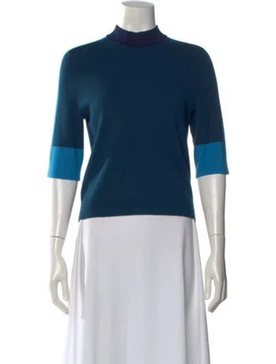 Pre-owned Tory Burch Mock Neck Sweater In Blue
