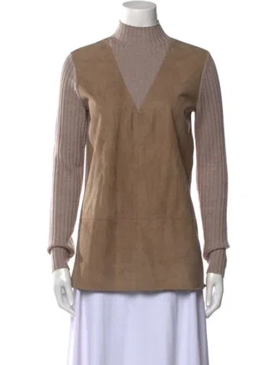 Pre-owned Tory Burch Mock Neck Sweater In Brown