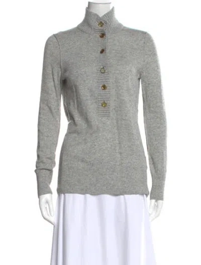 Pre-owned Tory Burch Mock Neck Sweater In Gray