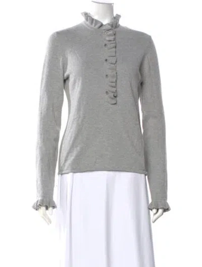 Pre-owned Tory Burch Mock Neck Sweater In Gray
