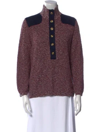 Pre-owned Tory Burch Mock Neck Sweater In Red