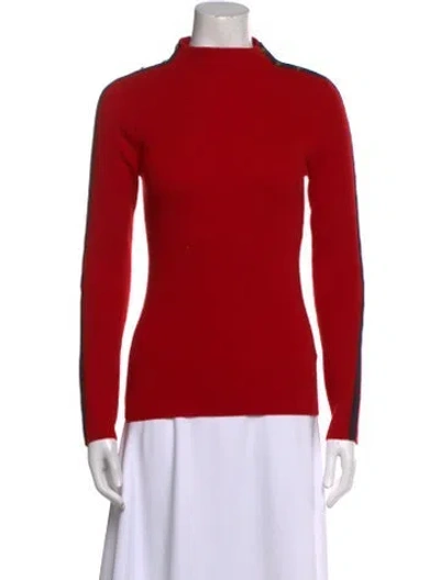Pre-owned Tory Burch Mock Neck Sweater In Red
