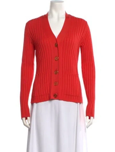 Pre-owned Tory Burch Mock Neck Sweater In Red